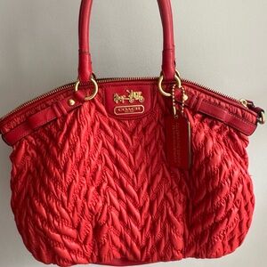 Coach Red Quilted Satchel Handbag